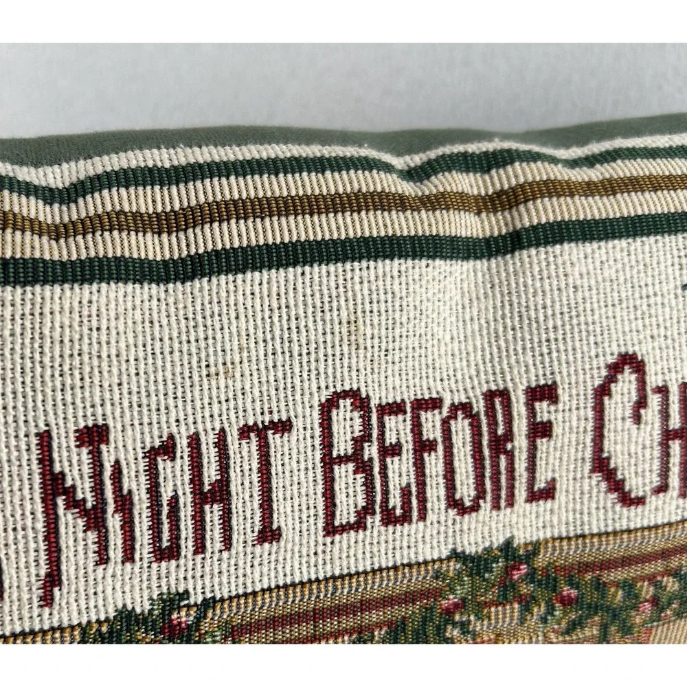 VTG Christmas Tapestry Decorative Throw Pillow 'Twas The Night Before Christmas